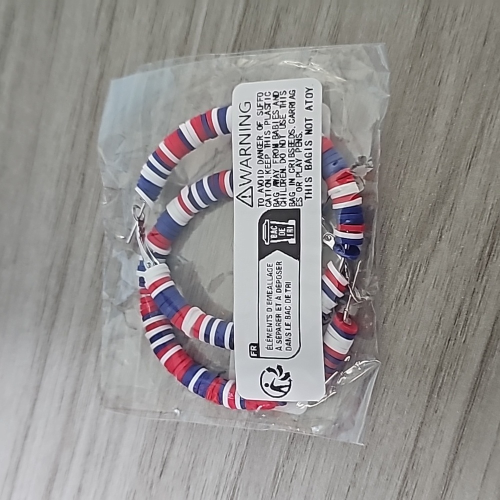 Patriotic polymer clay hoops - Picture 2 of 5